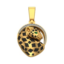 021 panthère pendentif jaguar or argent bijoux diamant luxe hip 3d modèle rhinocéros rendre imprimable pendentifs 3d print model - Mito3D