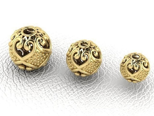 02 perles or argent platine boucles d'oreilles colliers bijoux prototypage imprimable 3d print model - Mito3D