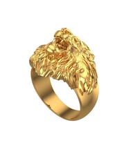 042 leone ruggito squillare arrabbiato oro gioielleria viso cad 3d signori animale argento anelli 3d print model - Mito3D