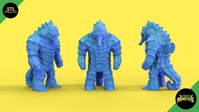 08 guardian - fake monsters fakemonsters toy print printing stl retro monster kaiju figure dungeons dragons sea creatures vintage seahorse horse statue games toys 3d print model - Mito3D