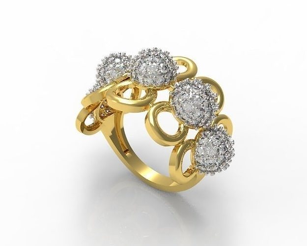 097 Dames diamant bague élégant or femmes bijoux mariage luxe engagement Rose mode goujat 3d cocktail anneaux 3D print model - Mito3D