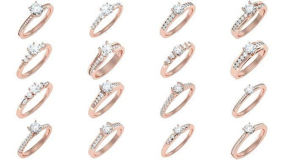 1000 solitario Boda compromiso mujer anillo 3dm stl joyería joya banda oro diamante aureola anillos 3d print model - Mito3D