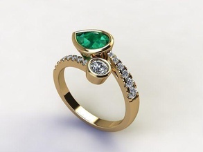 10064 squillare pendente orecchino collana braccialetto stampabile oro Fidanzamento nozze nuziale Pera forma pera besel diamante Smeraldo platino gioielleria zaffiro anelli 3d print model - Mito3D