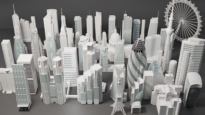 100 real world high detailed skyscrapers buildings house outdoor 3D print model - Mito3D