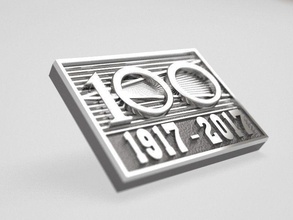 100 years october - original badge jewelry pendant pin emblem sign keychain laconic laconism aurora revolution anniversary centenary design brooches 1917 3d print model - Mito3D