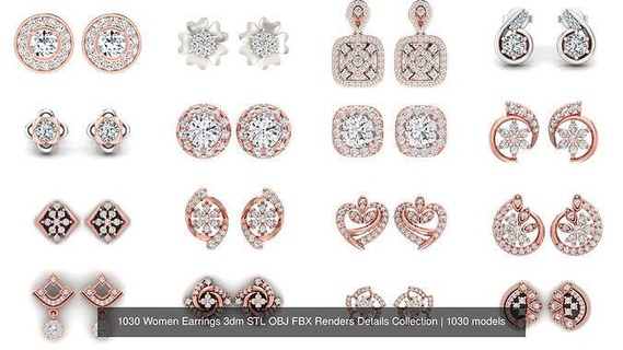 1030 mujer pendientes 3dm stl obj fbx renders detalles colección joyería joya diamante imprimible oro Boda 3d print model - Mito3D