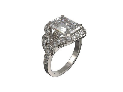 1044 ring grande Smeraldo diamanti squillare Fidanzamento gioielleria oro argento design 3d modellazione stampa cad solitario trilioni ovale alone smussatura spianare diamante radiante anelli 3d print model - Mito3D