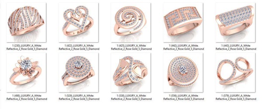 10 bulk datei 3d modell juwel hochzeit engagement schmuck druckbar diamant ring silber gold engagem mode sterling saphir schönheit halskette solitär ringe 3d print model - Mito3D