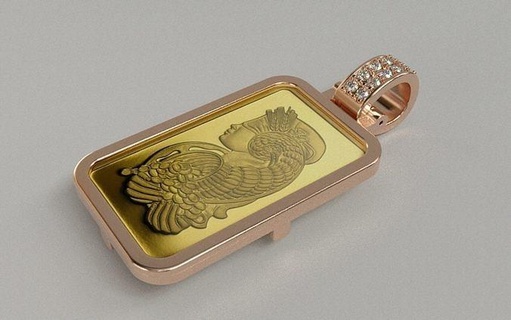 10 gram suisse pamp gold bar plain frame jewelry pendant printable fortuna pendants 3d print model - Mito3D