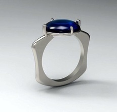 10 mm cabuchão anel joalheria moda brilhando elegante romance precioso platina jóia gema argolas 3d print model - Mito3D