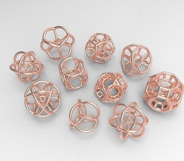 10 polytope beads set - scientific jewellery 3d print pendants 4d cayley abstract coxeter polytopes polyhedra multidimensional hypersphere math art non euclidean dimension science space pendant bead bijouterie printing 3d print model - Mito3D