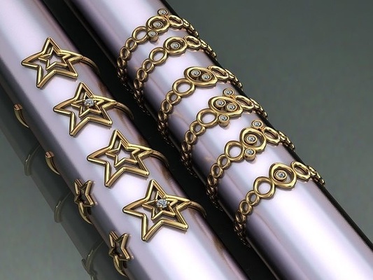 10 rings minimal schmuck druckbar ring solitäre solitär ohrring anhänger halskette armband gold hochzeit engagement bangel ringe 3d print model - Mito3D