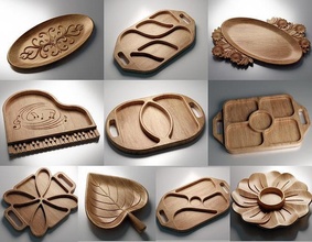 10 trays pack v3 - files cnc router carving vcarve artcam carveco aspire wood stl svg dxf eps ai pdf house kitchen dining 3d print model - Mito3D