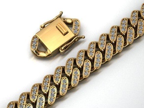 10mm miami cuban link chain diamond jewelry gold luxury sterling jewellery jewel silver bracelet necklace shining precious bracelets 3d print model - Mito3D