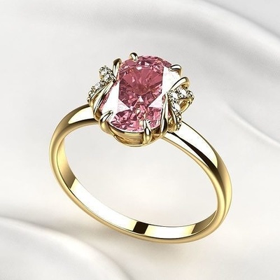 10mm ovale saphir or bague gemme 3dprint cire rhinocéros impression rubis brillant bijou mariage engagement diamant mode bijoux anneaux 3d print model - Mito3D