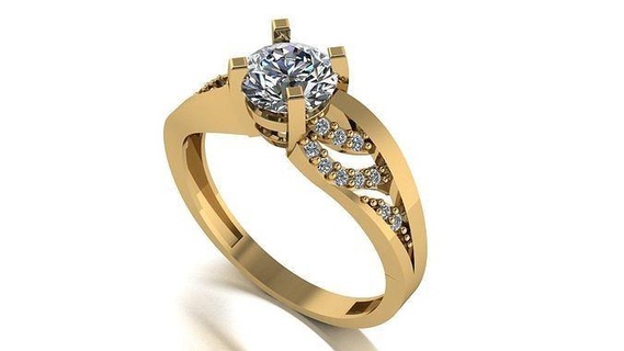 11400003 Engagement Ring Schmuck Luxus leuchtenden Juwel druckbar Ringe Diamant Hochzeit Gold 3d Soliter Mode brillant 3d print model - Mito3D