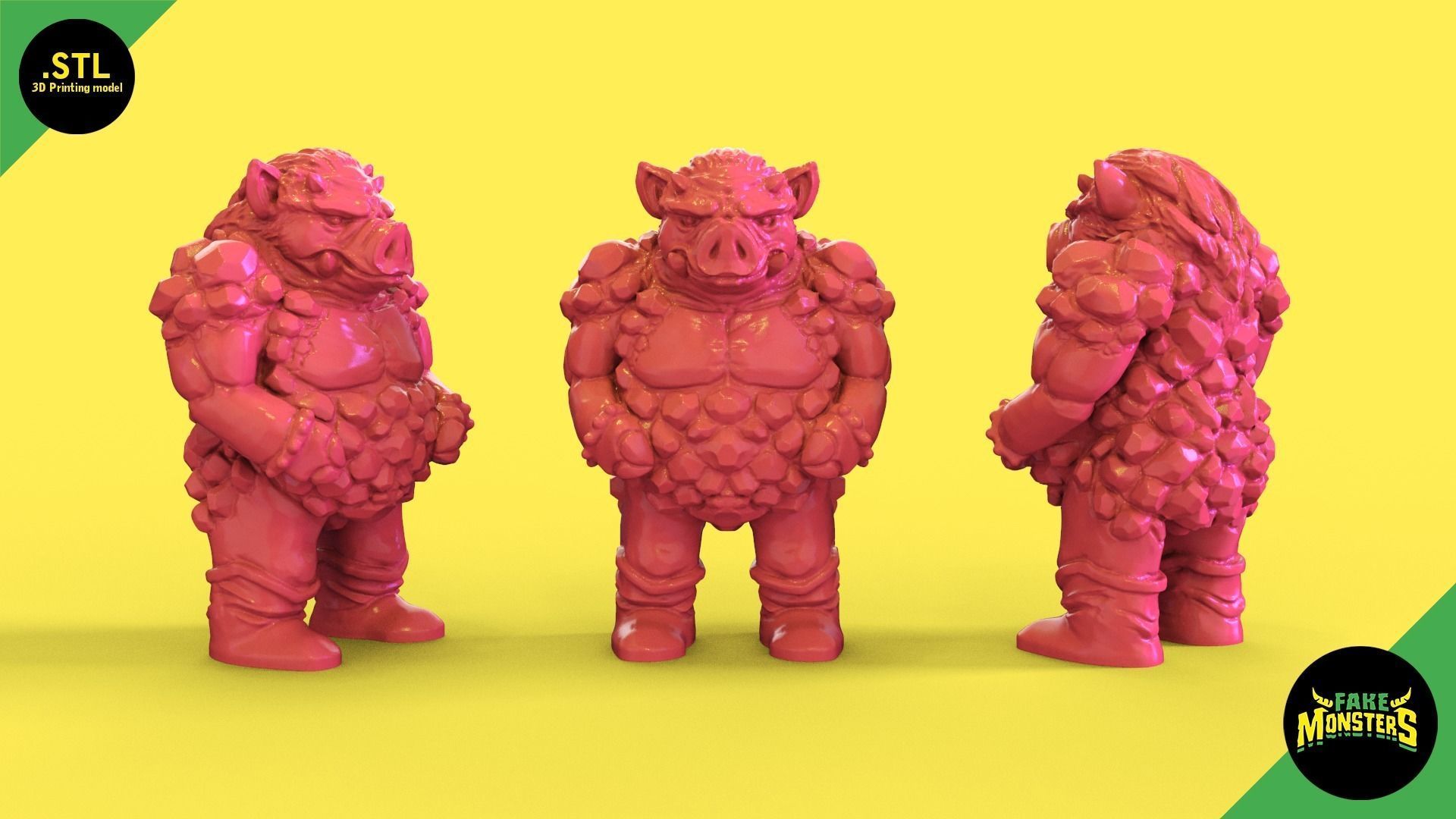 11 khaos - fake monsters fakemonsters toy print printing stl retro monster kaiju figure dungeons creatures vintage statue pig rocks beast warriors games toys 3D print model - Mito3D