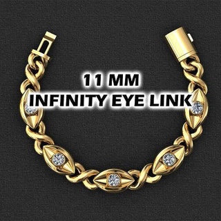 11 mm infinity eye link infinitylink infinitycuban cuban cubanlink miami monaco chain bracelet linkchain gold silver jewel jewellery jewelry 3dprint diamond bracelets necklaces chocker 3d print model - Mito3D