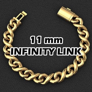 11 mm infinity link infinitylink infinitycuban cuban cubanlink miami monaco chain bracelet linkchain gold silver jewel jewellery jewelry 3dprint diamond bracelets necklaces chocker 3d print model - Mito3D