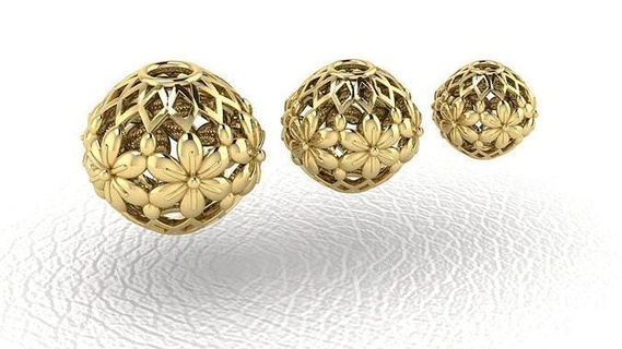 12 perline oro argento platino ottone bianca palle orecchini collane ciondoli braccialetti cad rinoceronte gioielli gioielleria stampabile prototipazione 3d print model - Mito3D