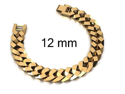 12 mm miami cuban bracelet necklace chain link monaco linkchain gold silver jewel jewellery jewelry 3dprint printable diamond bracelets pongset necklaces baguette baguettecuban 3d print model - Mito3D