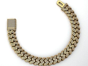12 mm miami cuban link chain bracelet necklace monaco gold jewelry fashion jewellery silver gem jewel diamond chainlink hiphop luxury bracelets 3d print model - Mito3D