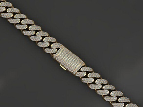 12 mm miami cuban link chain bracelet or necklace monaco chainlink gold silver jewelry jewellery jewel 3dprint printable diamond gem stone keychain anchor bracelets 3d print model - Mito3D