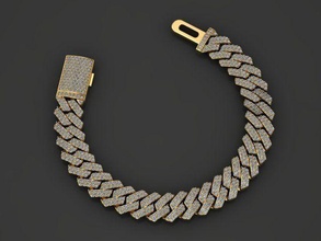 12 mm Miami cubain lien chaîne diamant bracelet Collier Monaco liens or argent bijou bijoux 3dprint imprimable chocker 3d print model - Mito3D