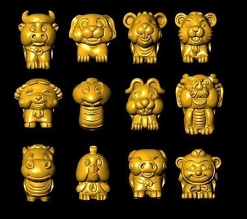 12 zodiaci divertente arte Cina sculture 3d print model - Mito3D