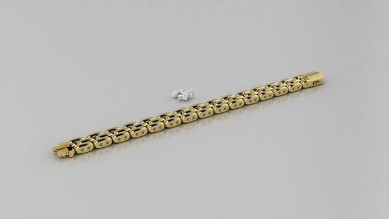 12mm gourmet bracelet gold jewelry silver diamond gem fashion printable design chain rhino matrixgold cubain cubainchain casting lock claps bracelets 3d print model - Mito3D