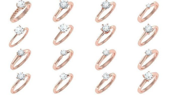 135 diamante solitario Boda compromiso mujer anillos joyería joya anillo banda oro abultar colección soltero 3d print model - Mito3D