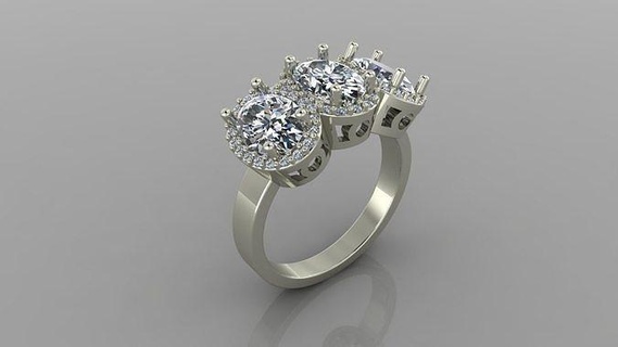139 bague femme 3 pierres diamant bijou bijoux anneaux or argent engagement mariage mode blanc brillant engagem solitaire 3d print model - Mito3D