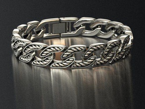 13 mm antique bracelet cuban chain necklace chainlink silver gold pendant jewelry jewellery sterling bracelets printable 3d print model - Mito3D