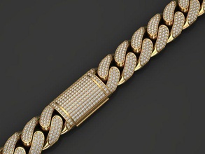 13 mm miami cubano collegamento catena braccialetto or collana monaco oro argento gioiello gioielleria gemma diamante calcolo hiphop 3dprint stampabile braccialetti 3d print model - Mito3D