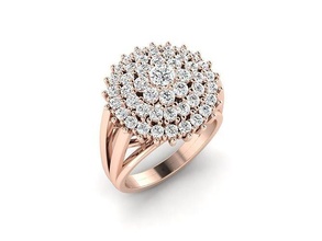 1486a rose or diamant grappe bague bijoux platine précieux luxe gemme engagement argent imprimable brillant carat anneaux solitaire 3d print model - Mito3D