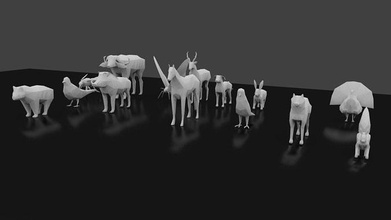 14 animals lowpoly pack bear bee bird buffalo boar butterfly deer puppy horse parrot bunny squirrel peru wolf conceptual contemporary elegant house decor 3d print model - Mito3D