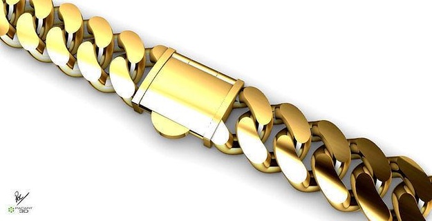 14 mm almond shaped stile cubano collegamento pieno bloccaggio sistema gioielleria mandorla forma catena stampabili stampabile oro design argento 14mm braccialetto Catene braccialetti 3d print model - Mito3D
