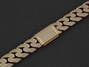 14 mm miami cuban link chain bracelet or necklace monaco gold jewelry fashion jewellery silver gem jewel diamond chainlink hiphop luxury bracelets 3d print model - Mito3D