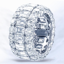 14mm eternidade anel redondo esmeralda diamantes mens mulheres 18ct jóias a ouro whitegold rosegold o engajamento pinkyring anéis 3d print model - Mito3D