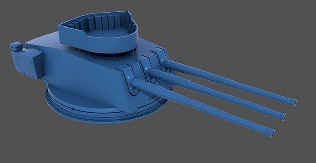 152mm ww2 italian turret 1-200 scale navy artillery battleship wwii naval weapon military war cannon hobby diy 3d print model - Mito3D