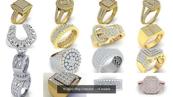 15 masculino anel coleção esterlina argolas engagem diamante jóia moda prata joalheria noivado rinf jóias ouro Casamento beleza 3d print model - Mito3D