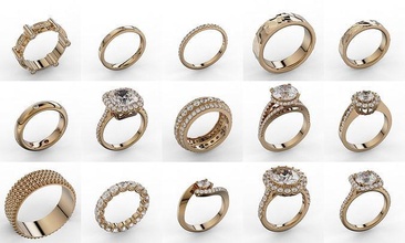 15 aleatorio anillo boda compromiso joyería hamer plata joya diamante roung ram moda belleza vestir vendimia oro enganchar solitario brazalete anillos 3d print model - Mito3D