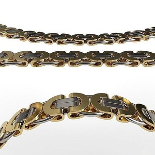 15mm link chain bracelet necklace cuban 3 rows diamond gold silver art wide weight flat hip hop cool jewel fashion jewelry bracelets 3d print model - Mito3D