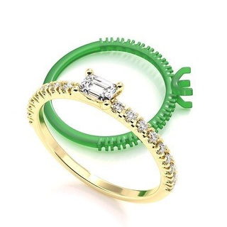 169 Etincelle Ring Smaragd Schnitt Diamant Engagement Schmuck druckbar Juwel Silber Gold Platin brillant Sterling Ringe USA runden aufrecht zart klein 3d print model - Mito3D