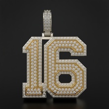 16 numeric pendant number gold daimond jewellery jewel 2ton classic jewelry pendants 3d print model - Mito3D
