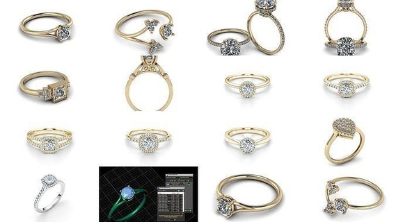 180 gioielleria anelli collezione oro squillare argento stampabile Fidanzamento diamante gioiello elegante moda gemme pietre minimalista brillante platino sterlina nozze splendente 3d print model - Mito3D