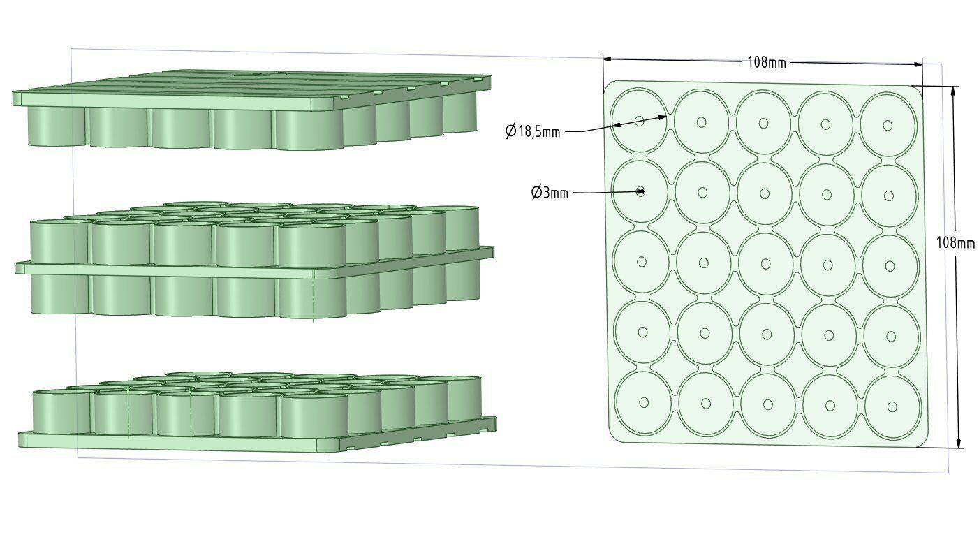 18650 batterie pack ordinaire accu électronique loisir 3d impression modèle diy réparer entretien boulon 3D print model - Mito3D