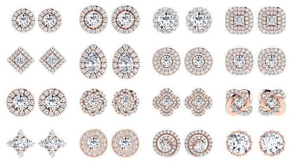 18 solitario colgante pendiente pendientes joyería imprimible joya conjunto combo collar espárragos hoopsandhuggies diamante oro platino Boda 3d print model - Mito3D