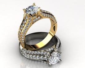 18k bague de fiançailles en or bijoux l'anneau le diamant mariage l'engagement platine brillant les anneaux 3d print model - Mito3D