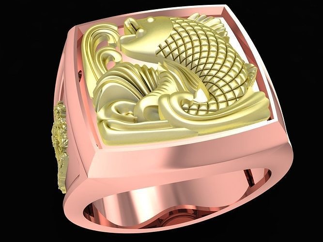 18k uomini squillare carpa Drago cavallo 3362 gioielleria moda Accessori oro diamante uomo design anelli 3D print model - Mito3D